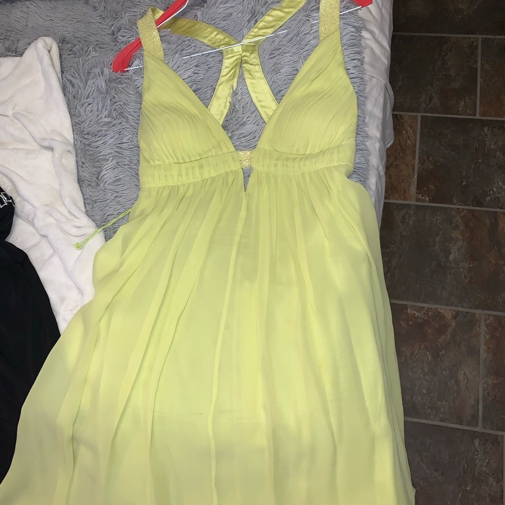 Cashé yellow/ green open back dress